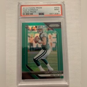 2018 Panini Prizm Sam Darnold Green (Color Match) Rookie #203 PSA 9